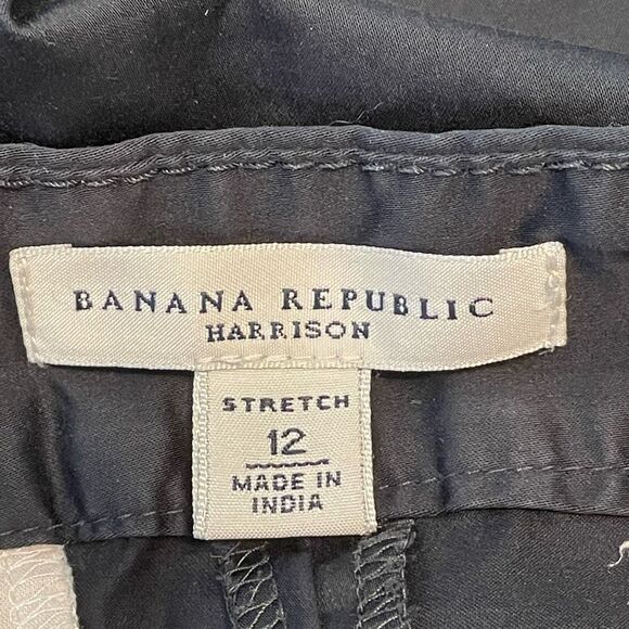 Banana Republic Harrison Cropped Straight Leg Pants Black Cuffs Hi-Rise 12 - Picture 3 of 6